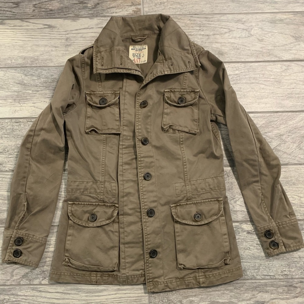 Vintage GAP Women’s Cotton Blend Khaki Button Parka Barn Coat Jacket Sz Large.